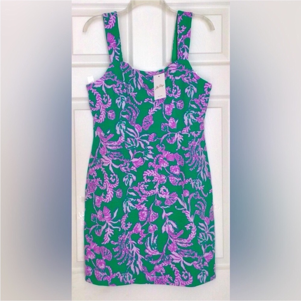 Lilly Pulitzer Monterey Stretch Shift Dress-Brazilian Green Salty Sandbar-NWT